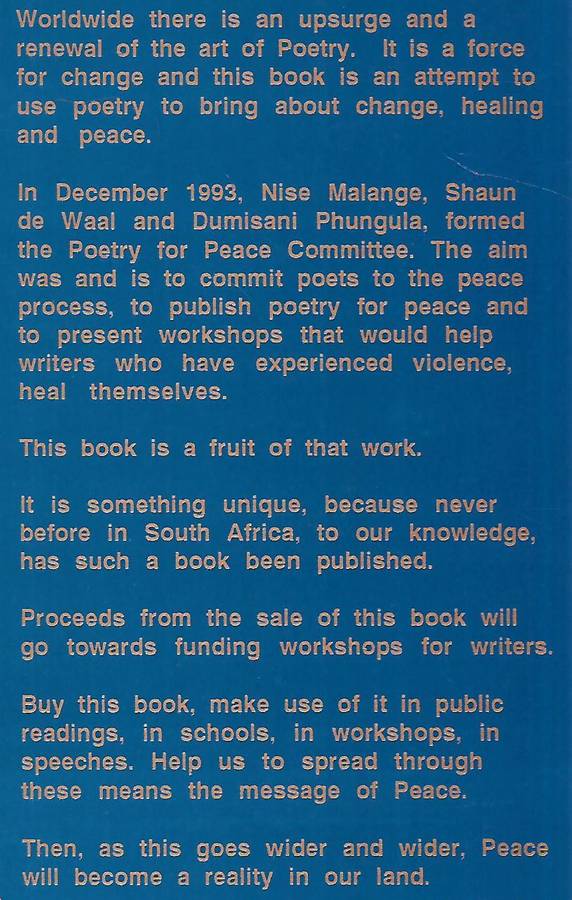 Poetry for Peace: A Collection of Poems from Natal (Inscribed by Editor) | Nise Malange & Shaun d...