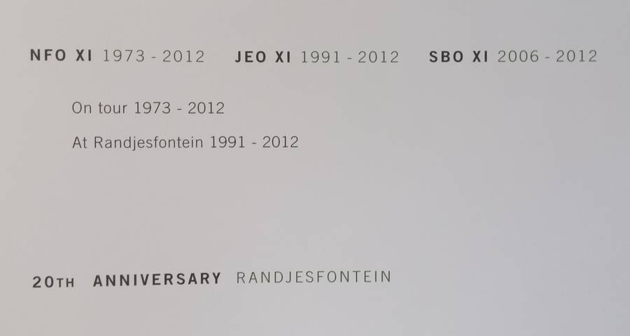 NFO XI 1973-2012, JEO XI 1991-2012, 20th Anniversary, Randjesfontien (Inscribed by Nicky Oppenhei...