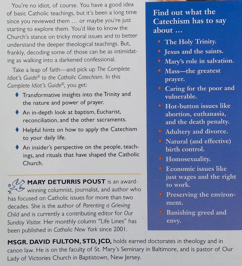 The Complete Idiot's Guide to the Catholic Catechism | Mary DeTurris & David I Fulton