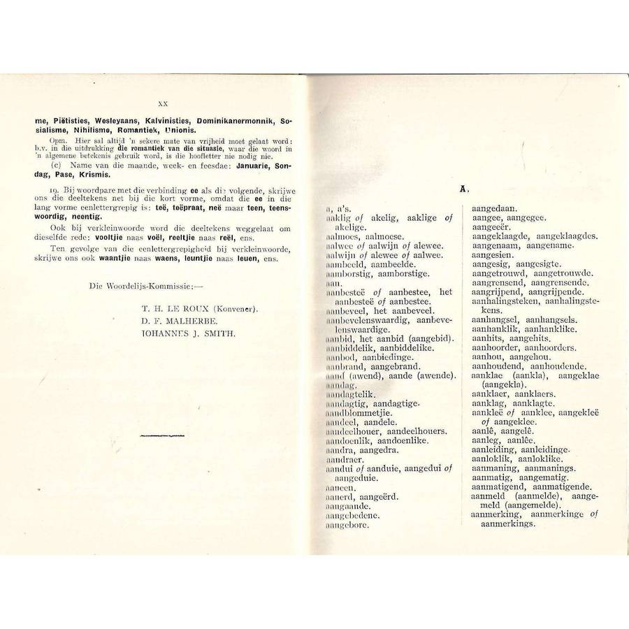 Afrikaanse Woordelys en Spelreels | T. H. le Roux, D. F. Malherbe & Johannes J. Smith