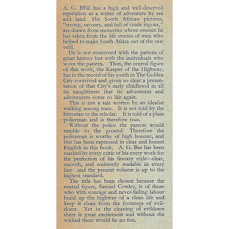 Keeper of the Highway: The Story of Samuel Cowley | A. G. Bee