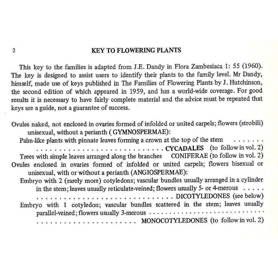 Key to the Families and Index to the Genera of Southern African Flowering Plants | R. A. Dyer