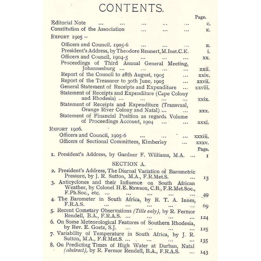 Report of the South African Association for the Advancement of Science (Third Meeting, Johannesbu...
