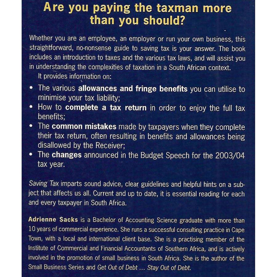 Saving Tax: Your Guide to Paying Less Tax | Adrienne Sacks