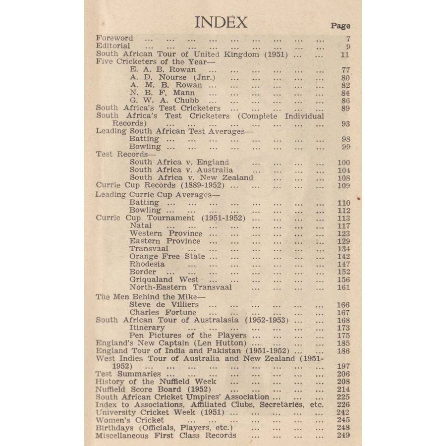 South African Cricket Annual 1951-1952 | Geoffrey A. Chette (Ed.)