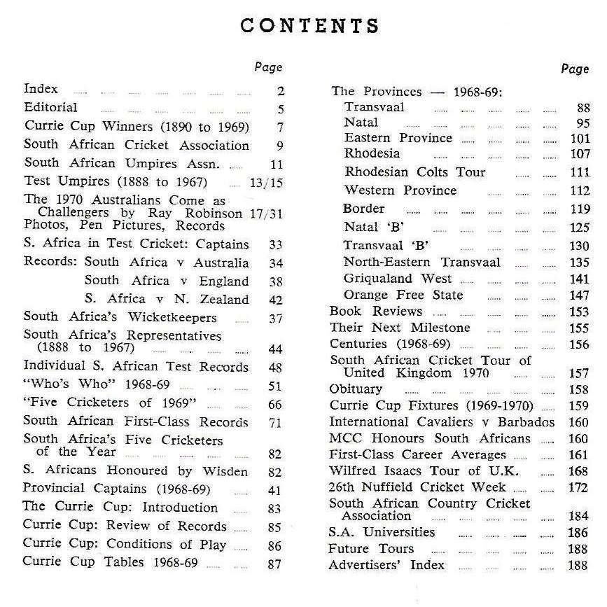 South African Cricket Annual 1969 | Geoffrey A. Chettle (Ed.)