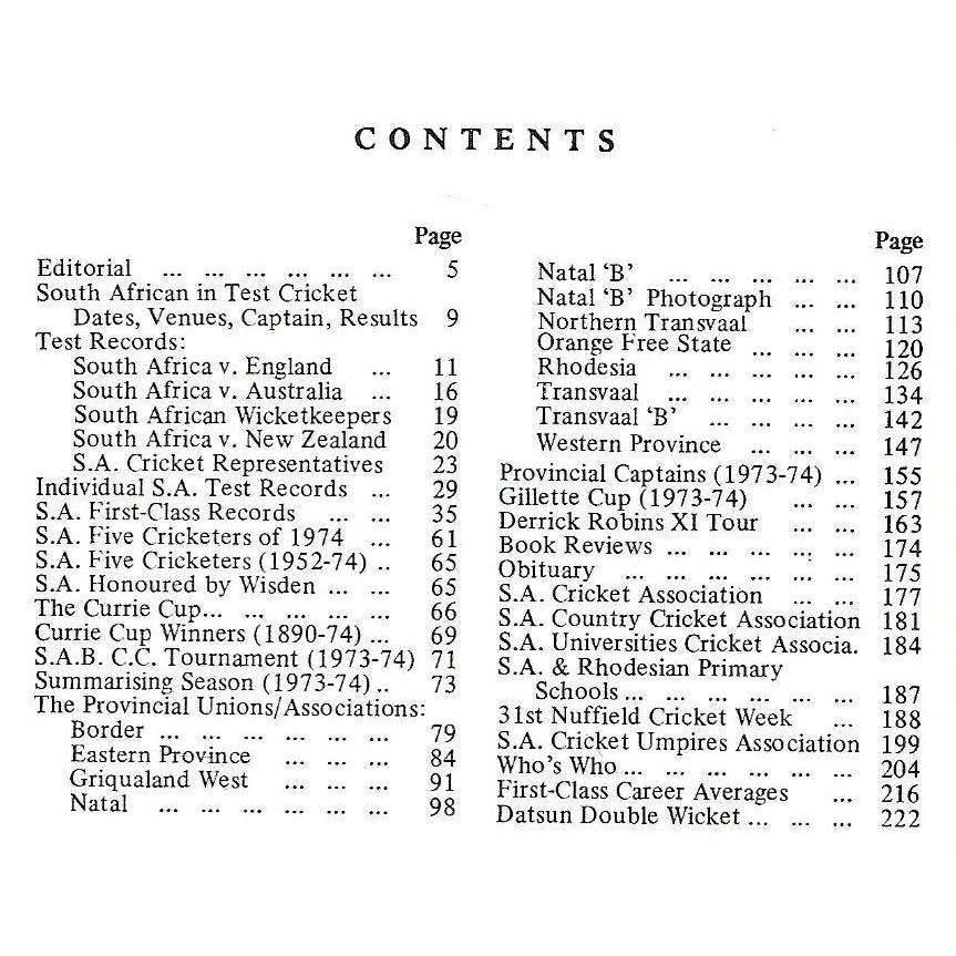 South African Cricket Annual 1974 | Geoffrey A. Chettle (Ed.)