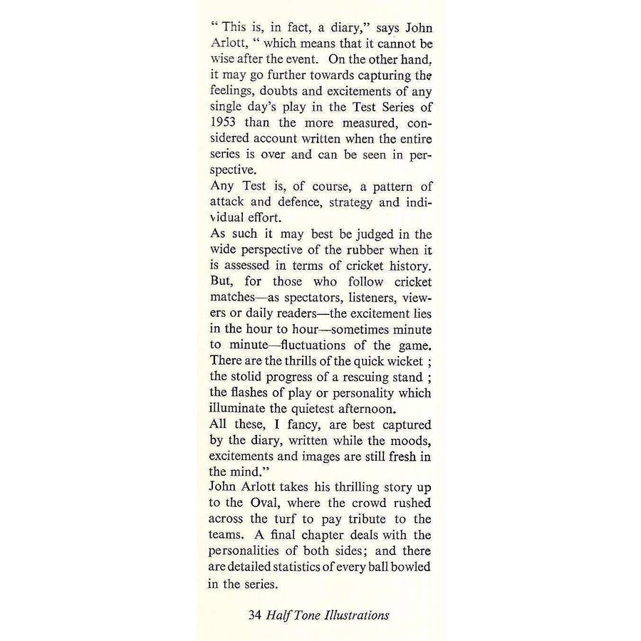 Test Match Diary 1953 (Copy of SA Umpire Hayward Kidson, Signed) | John Arlott
