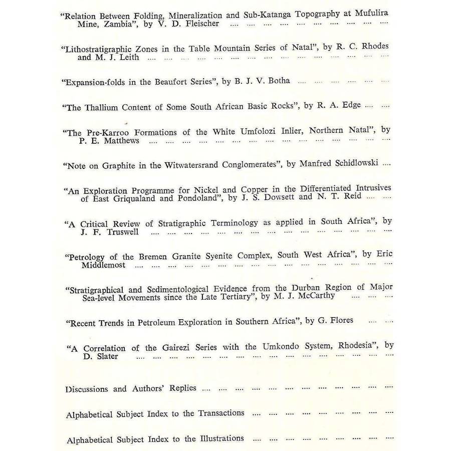 Transactions of the Geological Society of South Africa (Vol. lxx, January to December, 1967)