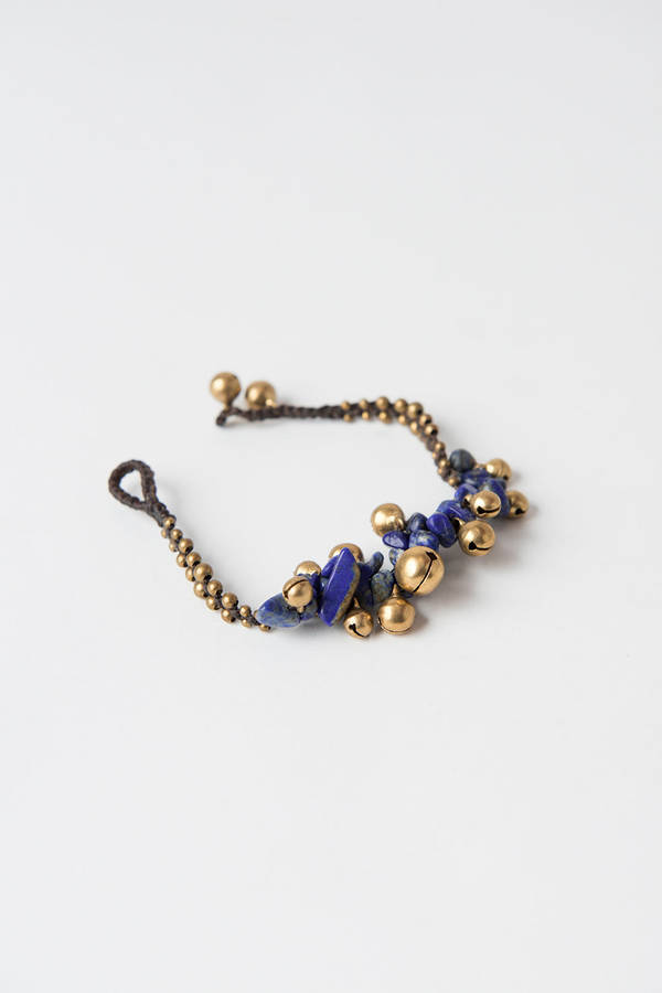 Bell and Stone Bracelet, Blue