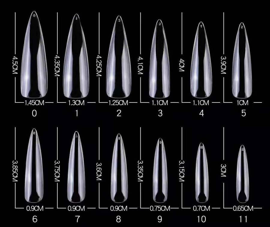 Stiletto - Full Cover Soft Gel Nail Tips - 500pcs - Clear - Box