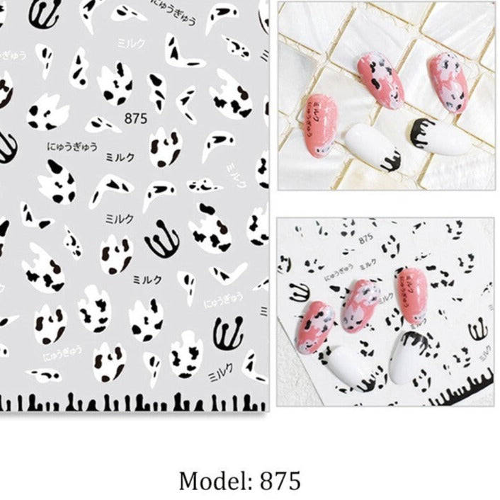 Nail Sticker - 875 - Cow Paint Drips