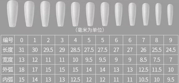 Coffin - Long Full Cover Nail Tips - (A4) - 240pcs - Box - Clear