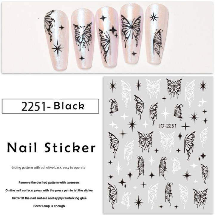 Nail Sticker - 2251 - Black Butterfly