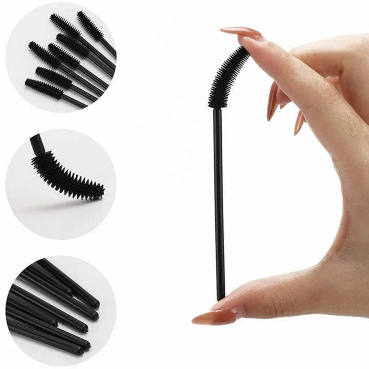 Silicon Mascara Wands / Spoolies - Black - 50pcs