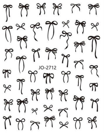 Nail Sticker - 2712 - Black Bow Ribbon
