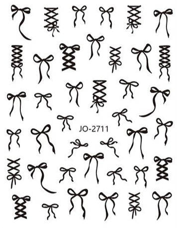 Nail Sticker - 2711 - Black Bow Ribbon