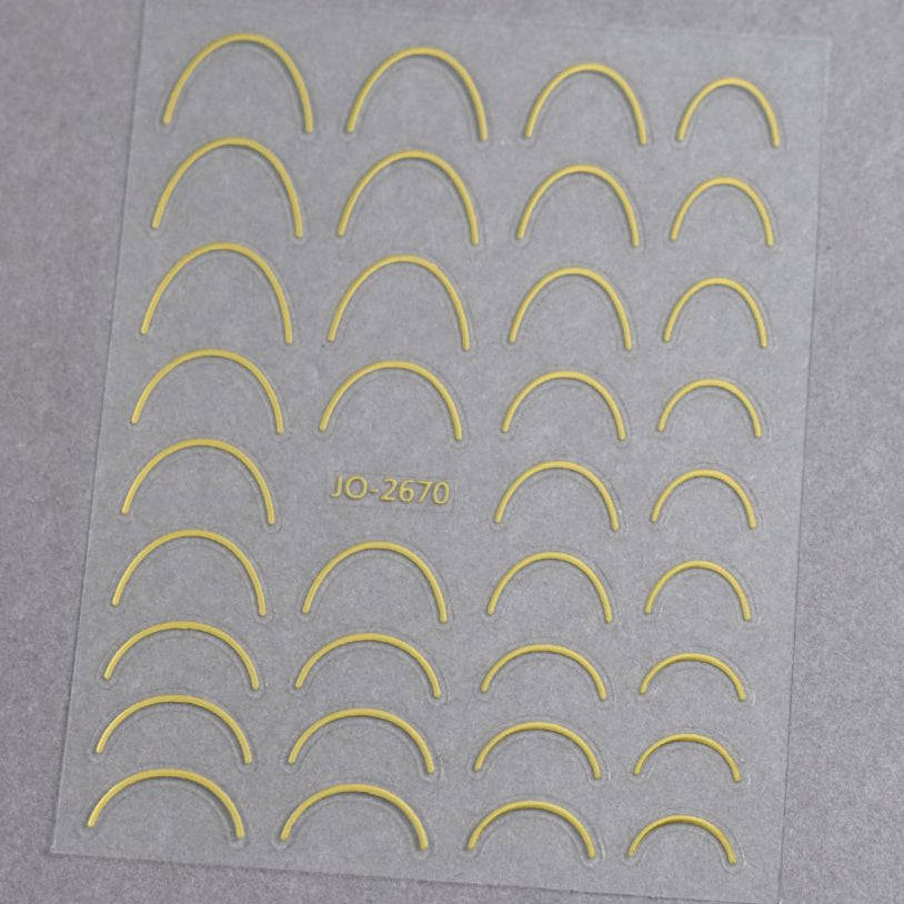 Nail Sticker - JO-2670 - French Line - Gold