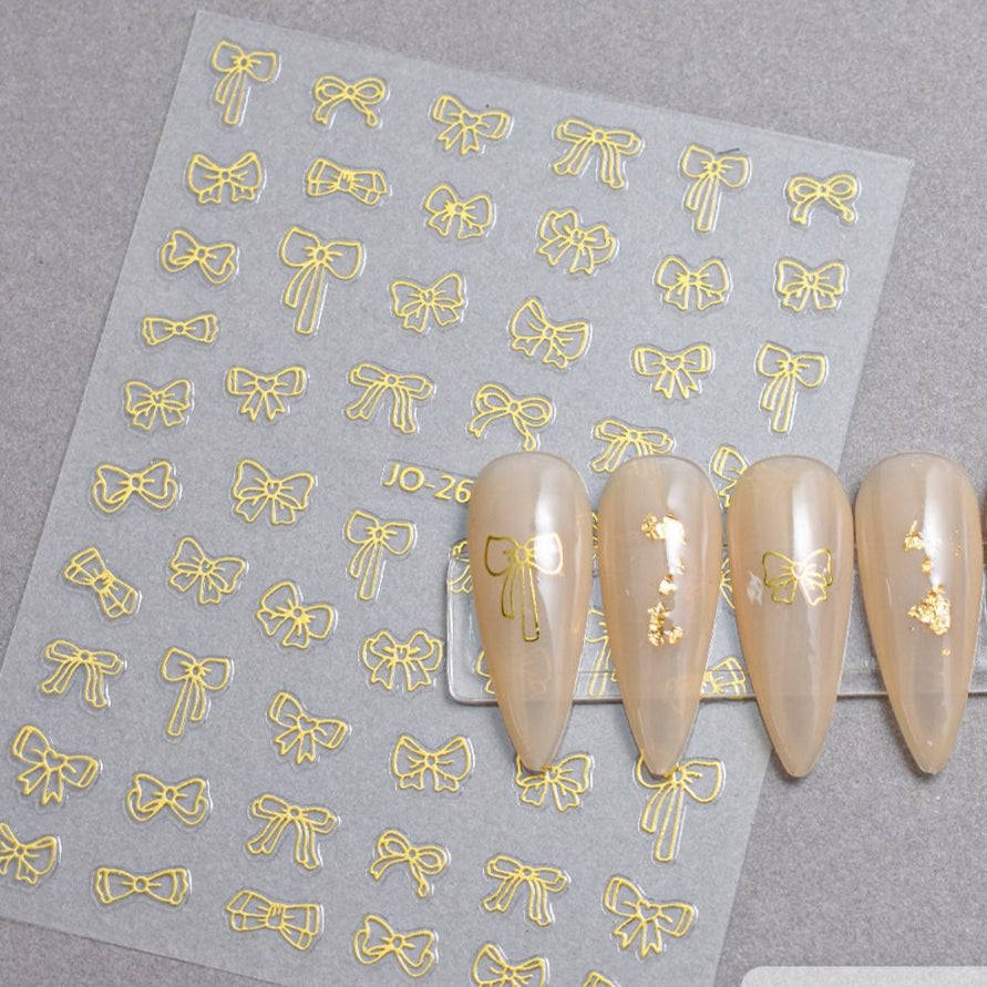 Nail Sticker - 2635 - Bows - Gold