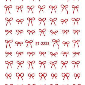 Nail Sticker 3D - 2233 - Bow - Red