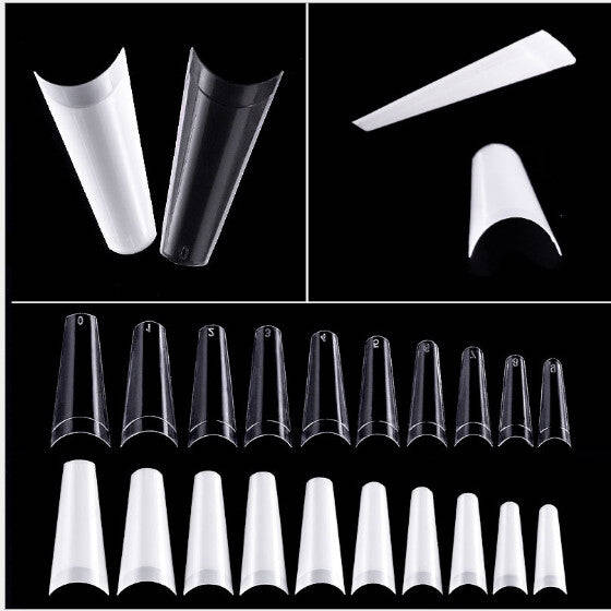 Coffin - Half Cover Nail Tips - 100pcs - Box - White