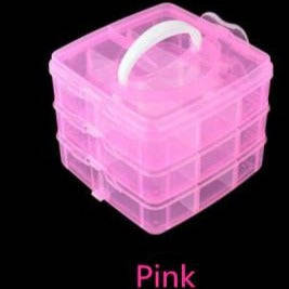 Storage Box Plastic - 3 Layer 18 Grid - Pink
