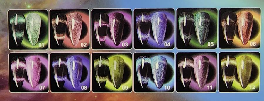 Cherry - UV Gel Polish - 9D Cat Eye - 12pcs