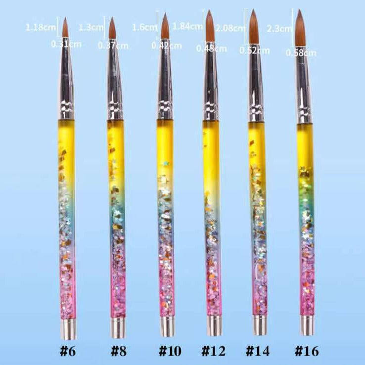Acrylic Brush - Aqua Rainbow Glitter - Single