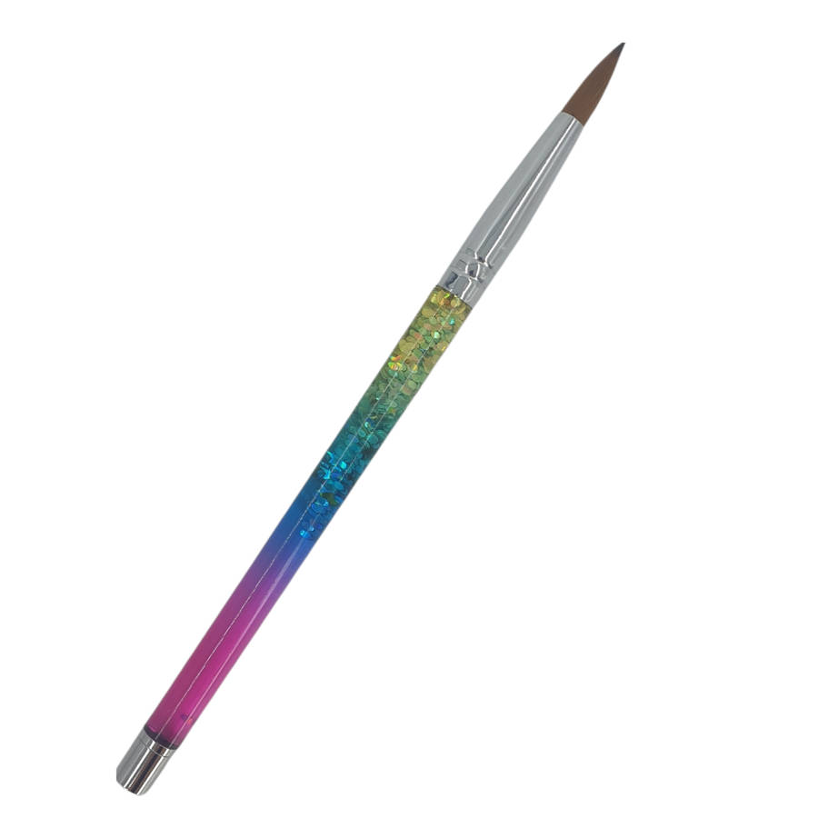 Acrylic Brush - Aqua Rainbow Glitter - Single