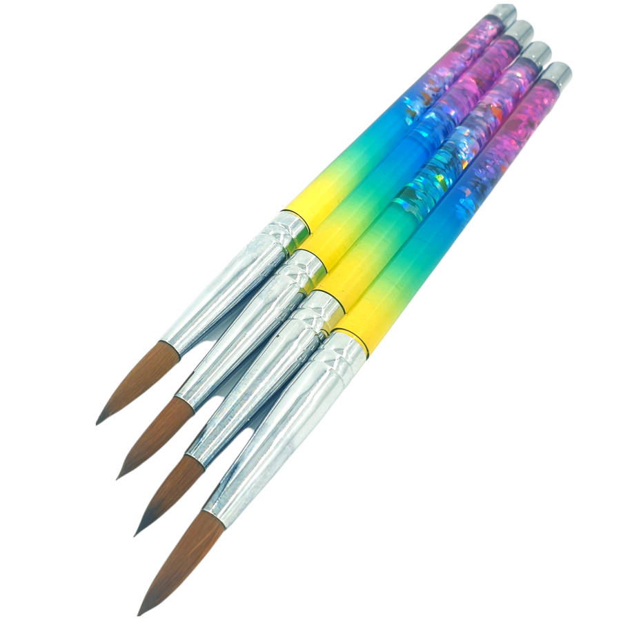 Acrylic Brush - Aqua Rainbow Glitter - Single