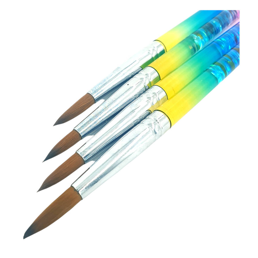Acrylic Brush - Aqua Rainbow Glitter - Single
