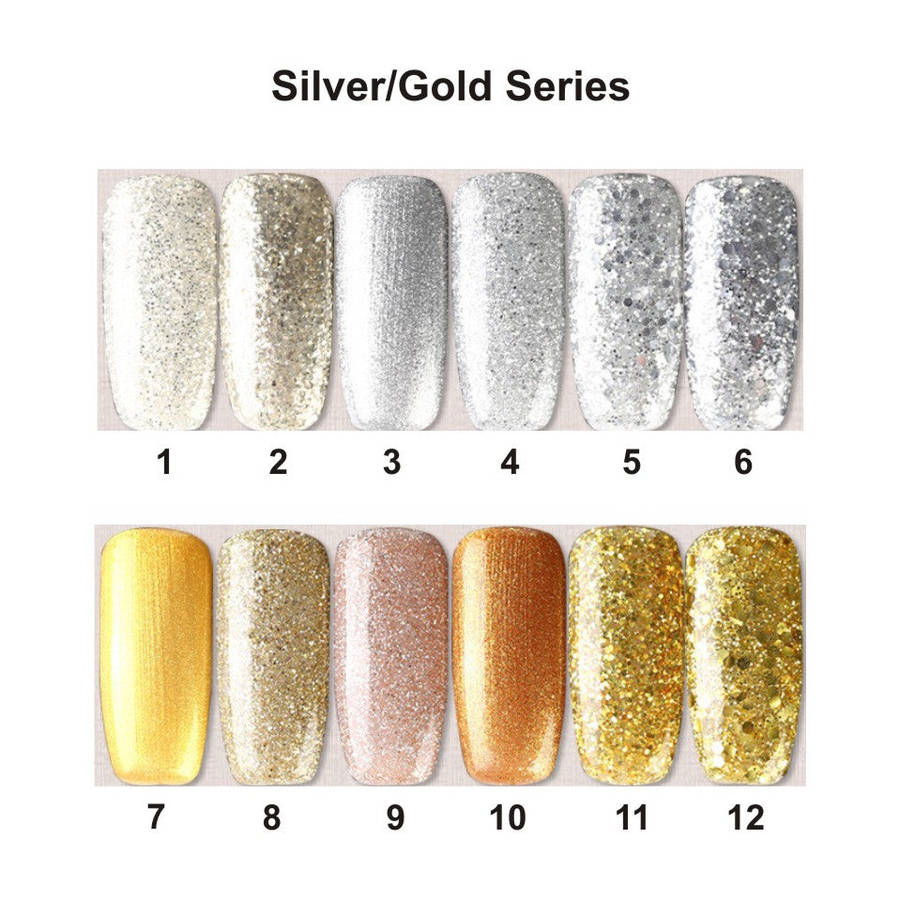 AS - UV Gel Polish - Silver/Gold Series - All 12