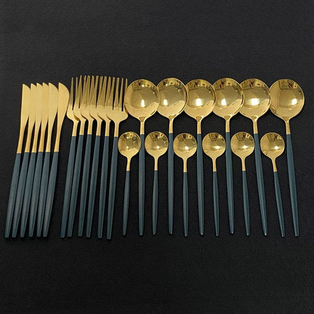 24 Gold Plating Cutlery Set - Grey