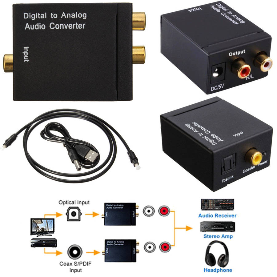 Digital to Analog Audio Converter Adapter for PC DVD Amplifier