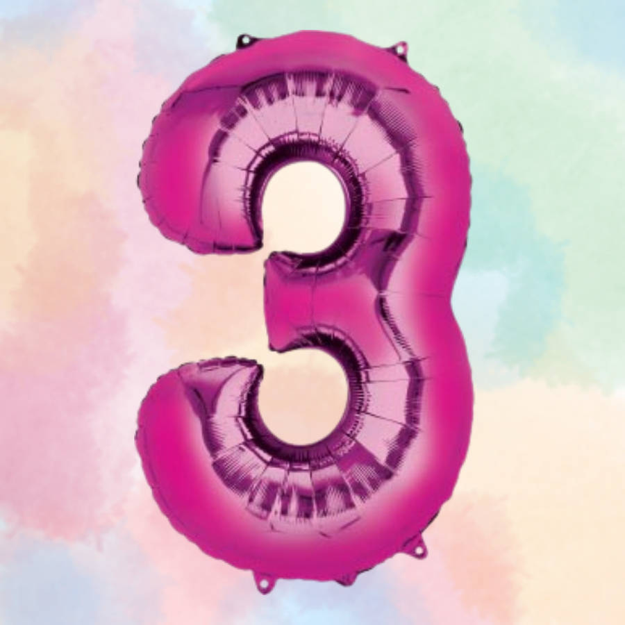 FOIL BALLOON  LARGE CERISE PINK THREE 3