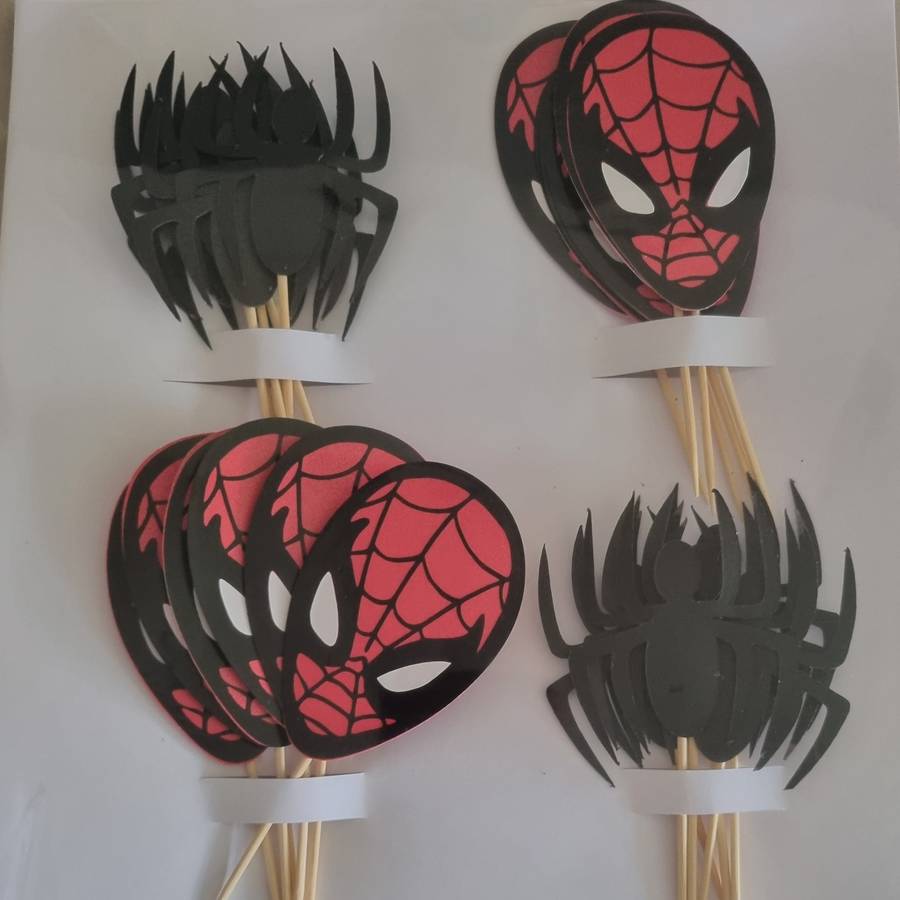 SPIDERMAN CUPCAKE MINI TOPPERS |Personalized Party Decor South Africa