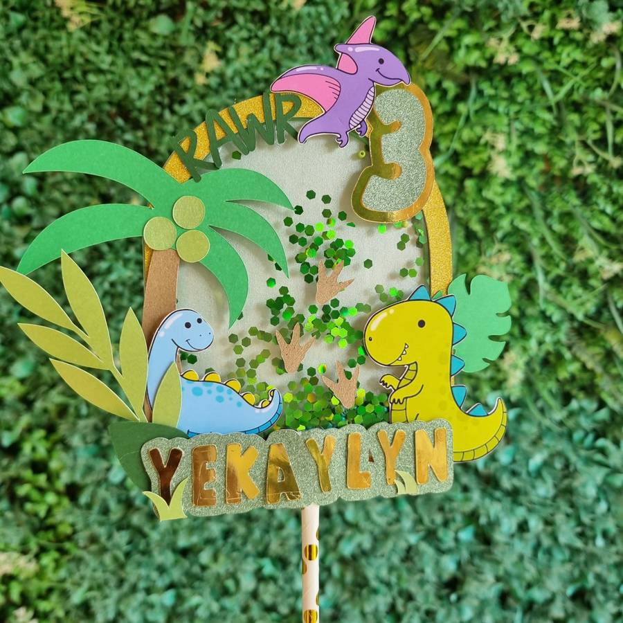 CUTE DINOSAUR CAKE TOPPER