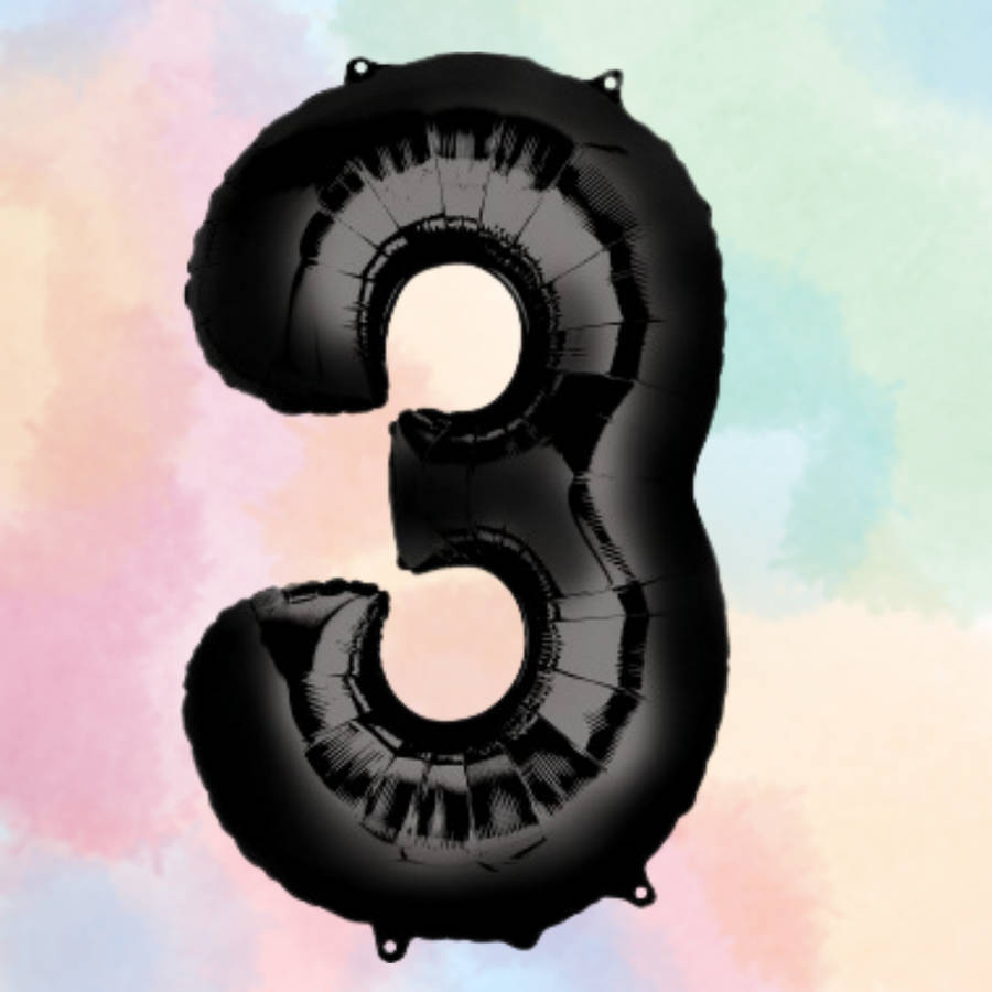 FOIL BALLOON  LARGE BLACK THREE 3