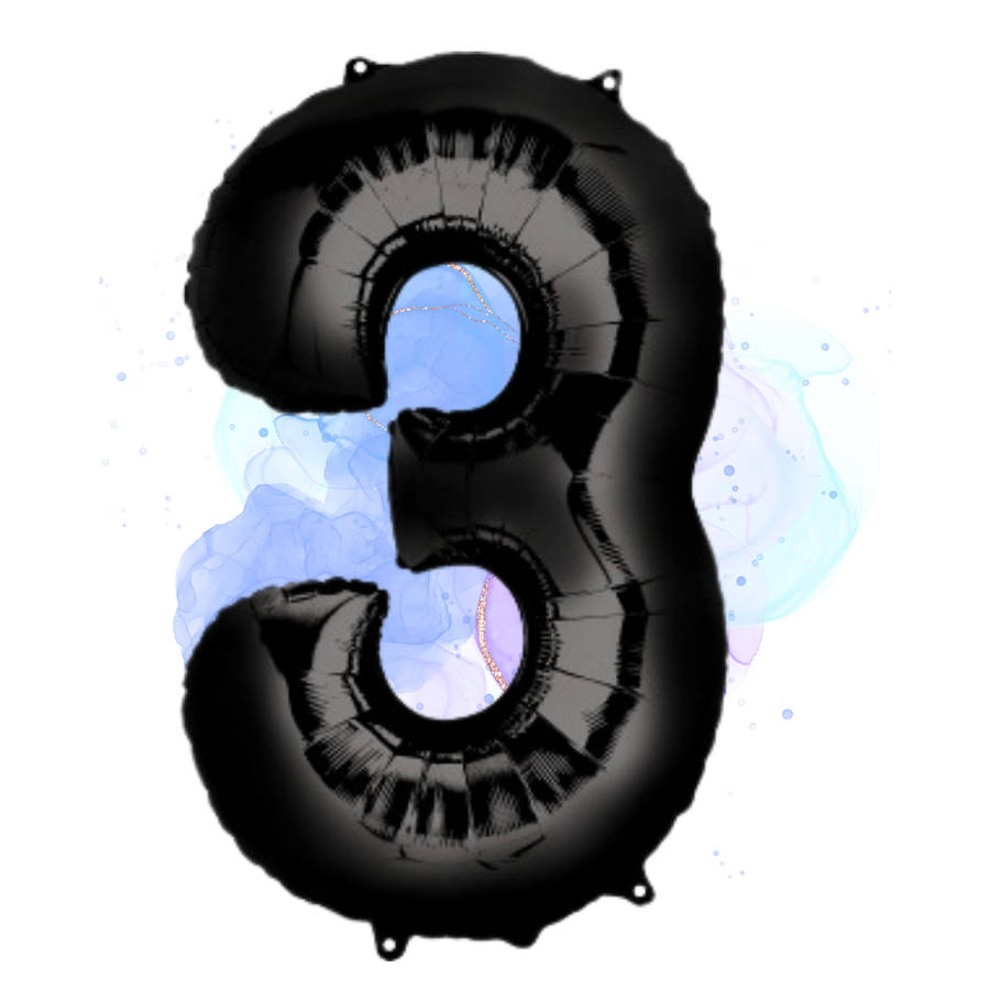 FOIL BALLOON  LARGE BLACK THREE 3