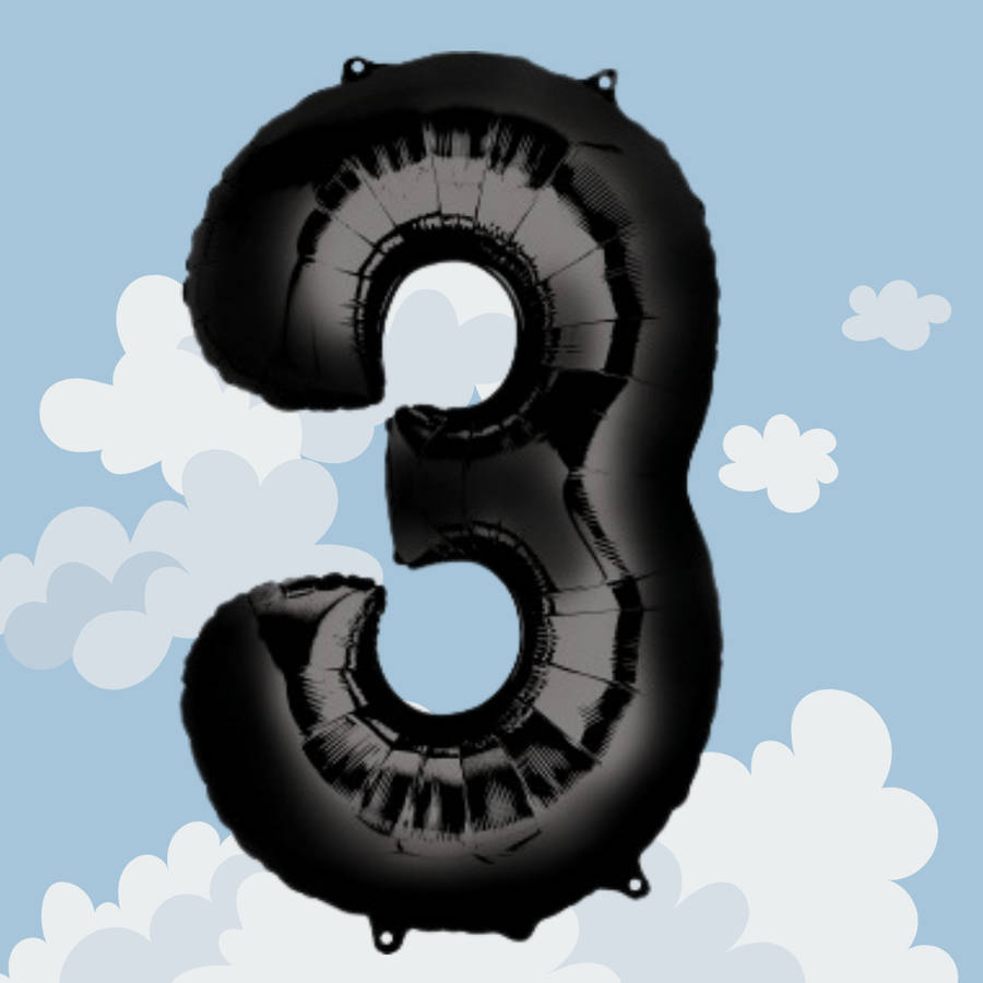 FOIL BALLOON  LARGE BLACK THREE 3
