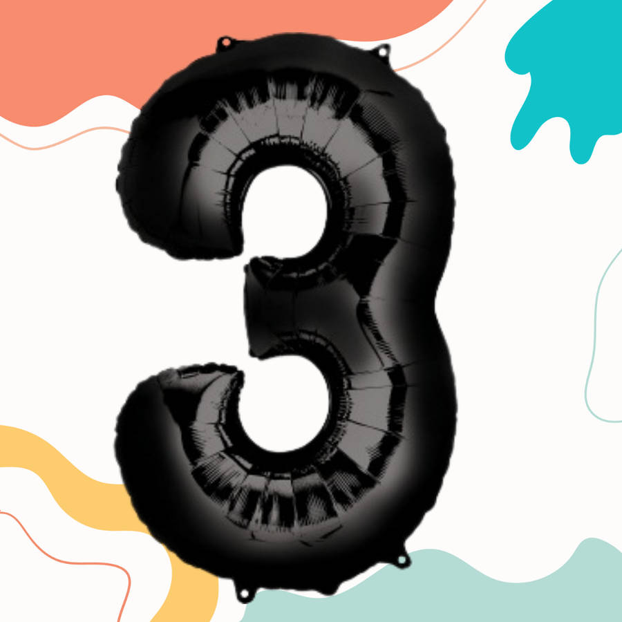 FOIL BALLOON  LARGE BLACK THREE 3
