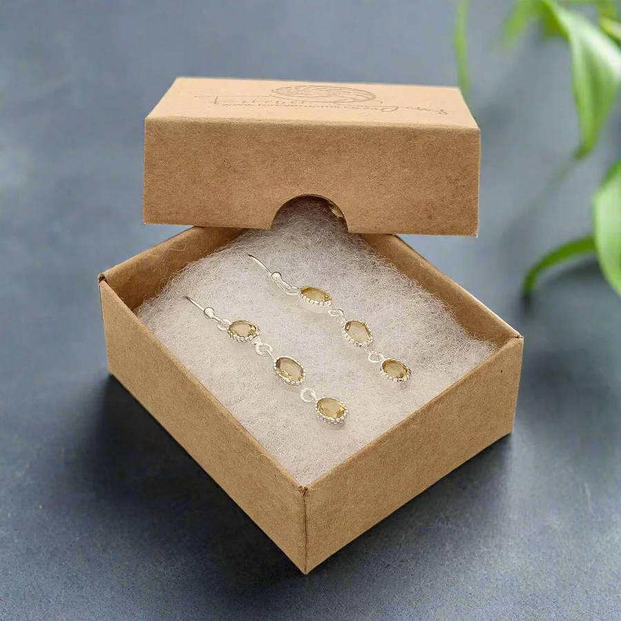Facet Trio Earrings: Citrine