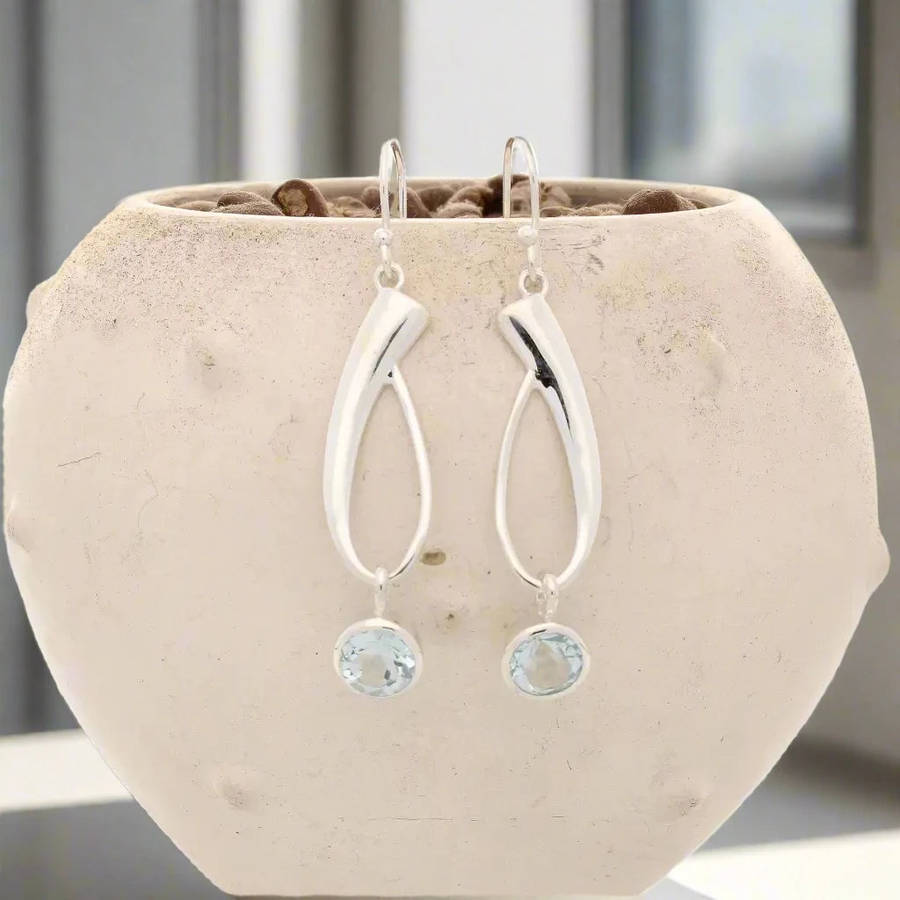 Celestial Blue Topaz Drop Earrings