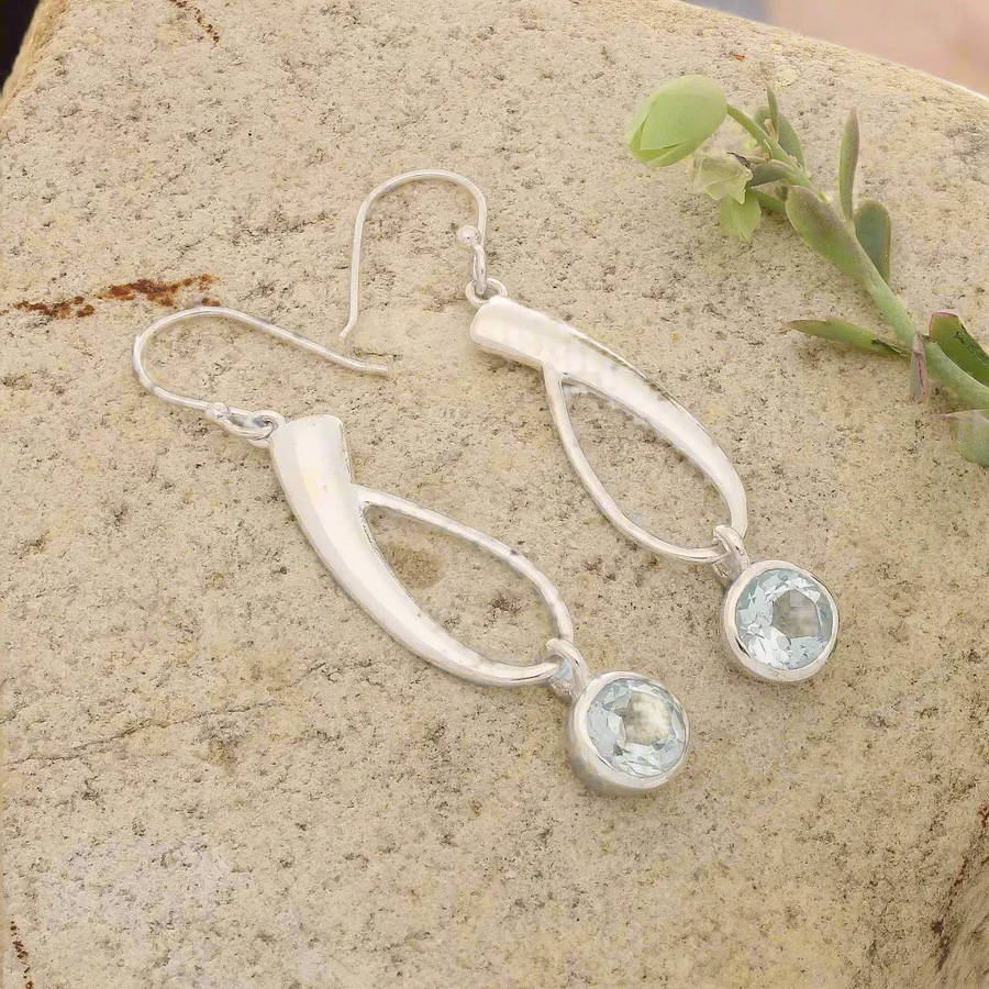 Celestial Blue Topaz Drop Earrings
