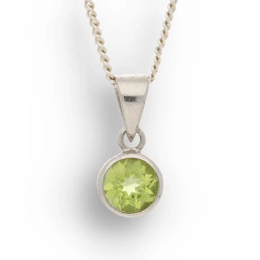 Sterling Silver Tube Set Peridot Necklace