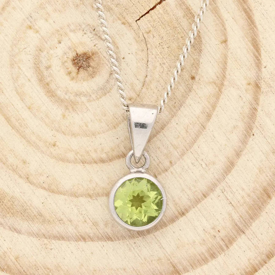 Sterling Silver Tube Set Peridot Necklace