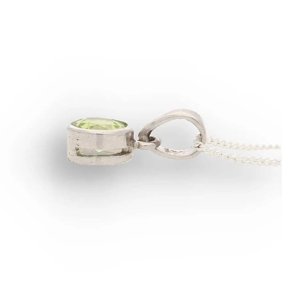 Sterling Silver Tube Set Peridot Necklace