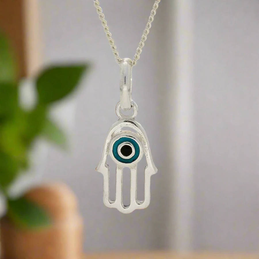 Hamsa Hand Sterling Silver Necklace