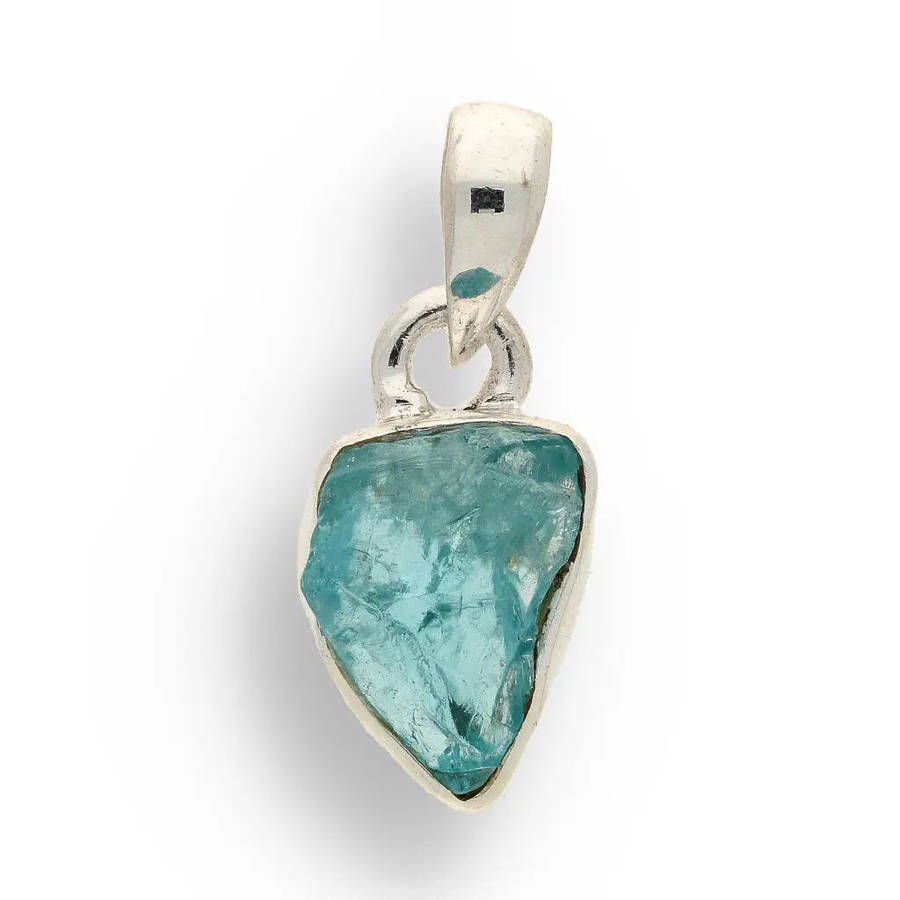 Clear Vision  Rough Blue Topaz Pendant
