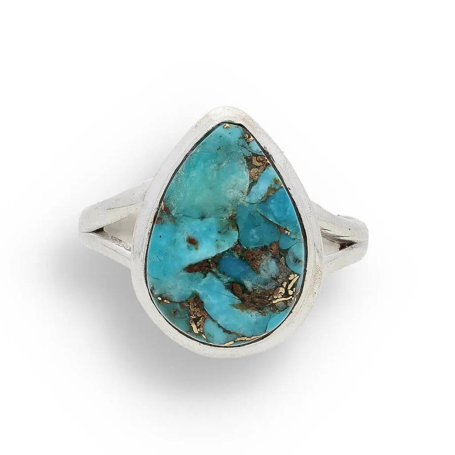 Bohemian Beauty Teardrop Copper Turquoise Ring